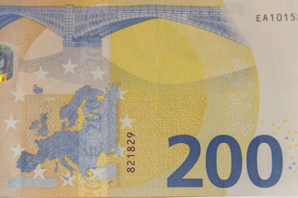 Fotografia Macro Duzentas Notas Euro — Fotografia de Stock