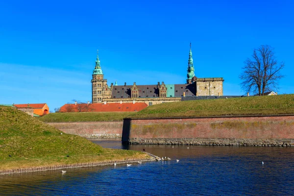 Vista Castelo Kronborg Estreito Oresund Helsingor Elsinore Dinamarca — Fotografia de Stock