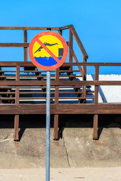 Diving Sign Wooden Pier — Stock Photo, Image