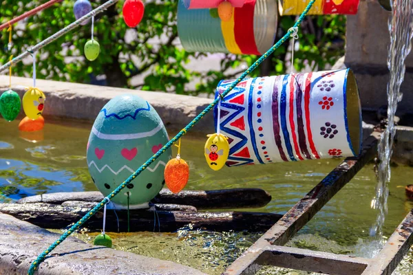 Decorazioni Festive Vacanze Pasquali Nella Fontana Nyon Svizzera — Foto Stock