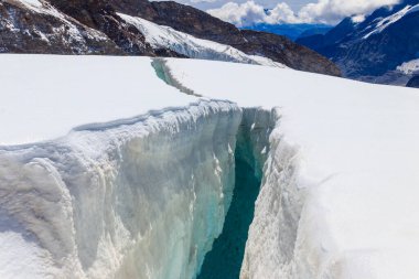 Bernese Oberland, İsviçre 'de Jungfraujoch yakınlarında Crevasse