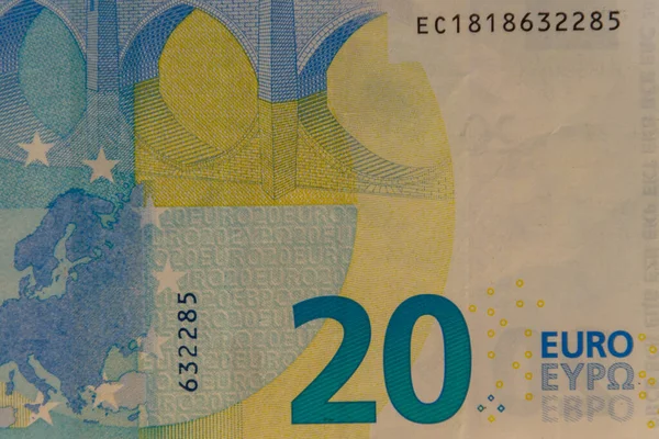 Macro Shot Twenty Euro Banknote — стоковое фото