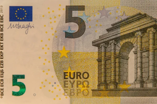Makro Snímek Pěti Eurobankovek — Stock fotografie