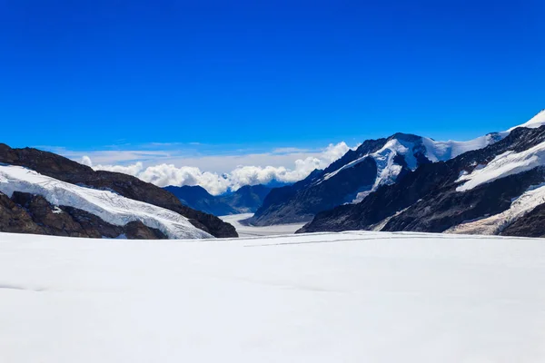 Pohled Velký Ledovec Aletsch Největší Ledovec Alpách Dědictví Unesco Kantonu — Stock fotografie