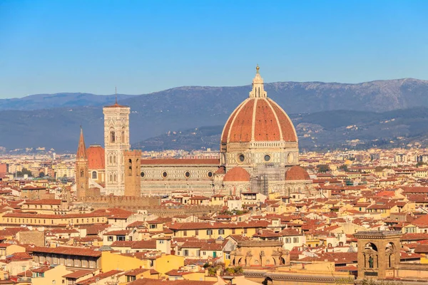 stock image Florence Cathedral, formally the Cathedral of Saint Mary of the Flower as seen from Michelangelo Hill in Florence, Italy