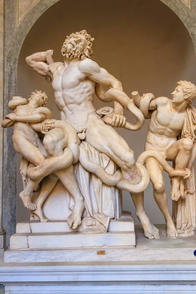 Древняя Статуя Лаокуна Сыновей Известная Группа Лаокун Музеях Ватикана — стоковое фото
