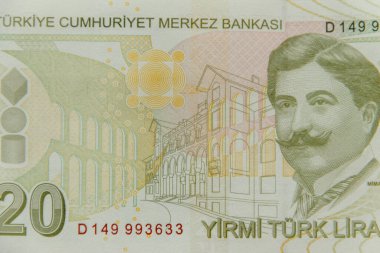 20 Türk lira banknotunun makro çekimi.