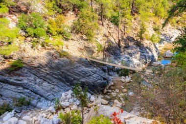 Antalya ilinin Goynuk kanyonundaki asma ahşap köprü