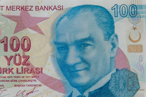 100トルコ リラ紙幣のマクロ ショット — ストック写真