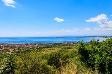 Bulgaristan 'da Sveti Vlas tatil beldesi ve Karadeniz' in hava manzarası