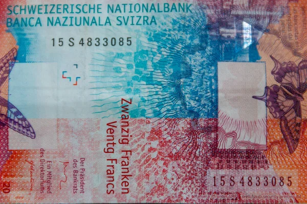 Macro Shot Van Het Zwitserse Frank Bankbiljet — Stockfoto