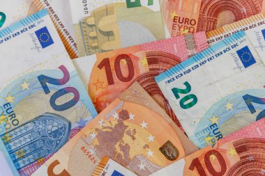 Background of the different euro banknotes