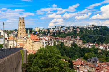 İsviçre 'nin Fribourg kentinin manzarası