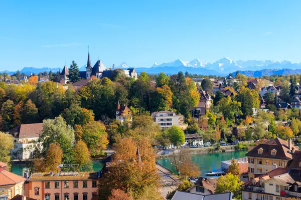 View Bern City Bern History Museum Autumn Swiss Alps Background — Stock Photo, Image
