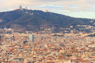 Montjuic Hill, Katalonya, İspanya 'dan Barcelona' nın panoramik manzarası