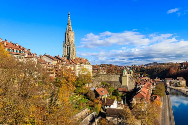 View Aare River Old Town Bern Autumn Switzerland — Stock Photo, Image