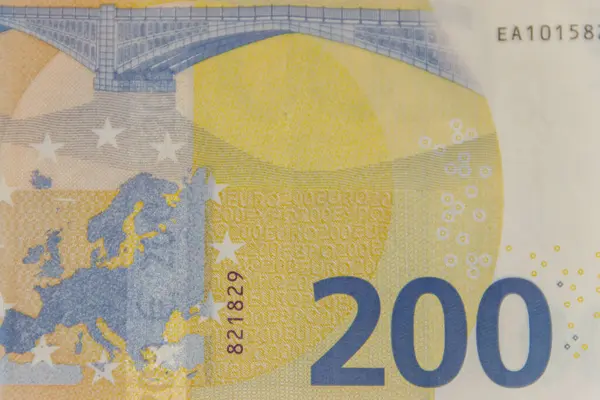Macro Shot Two Hundred Euro Banknote — Stock Photo, Image