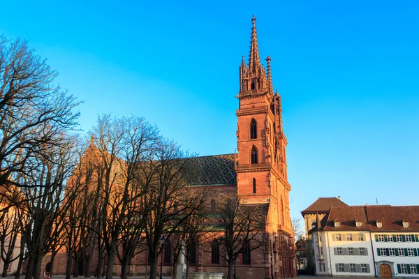 Fasad Basel Minster Katedralen Schweiz — Stockfoto