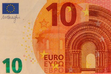 10 avroluk banknotun makro çekimi