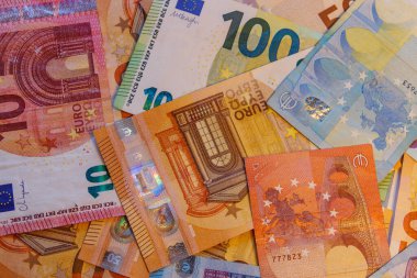 Background of the different euro banknotes