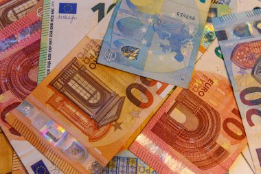 Background of the different euro banknotes