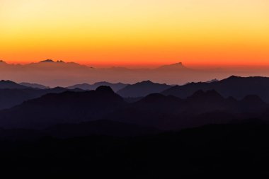 Beautiful sunrise on a top of Mount Sinai (Moses Mount) in Egypt