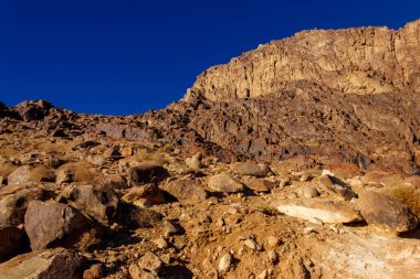 View of the rocky Sinai mountains and desert in Egypt