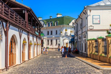 Kiev, Ukrayna - 24 Ağustos 2019: Ukrayna 'daki Kiev Manastırı olarak da bilinen Kiev Pechersk Lavra manzarası