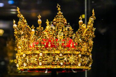 Kopenhag, Danimarka - 25 Mart 2022: Hristiyan Krallığı, 1595-1596 tarihleri arasında Danimarka 'nın Kopenhag kentindeki Rosenborg Kalesi' nin hazinesinde yapıldı.