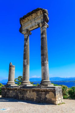 Ruins of ancient roman columns in Nyon, Switzerland clipart