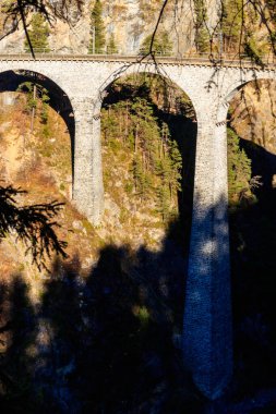 Landwasser Viaduct, Rhaetian demiryolu, İsviçre Graubunden manzarası