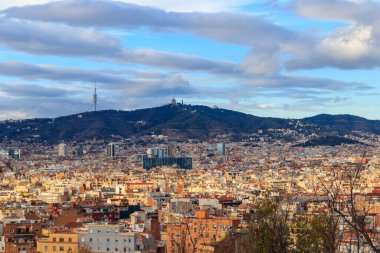 Montjuic Hill, Katalonya, İspanya 'dan Barcelona' nın panoramik manzarası