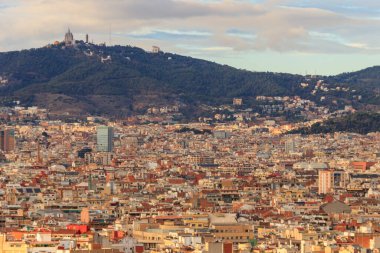 Montjuic Hill, Katalonya, İspanya 'dan Barcelona' nın panoramik manzarası