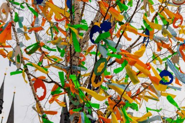 Çek Cumhuriyeti Prag 'daki Eski Kent Meydanı' nda Paskalya Ağacı