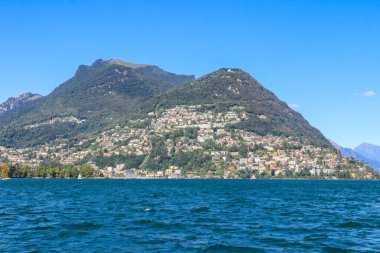 Ticino kantonundaki Lugano Gölü manzarası, İsviçre