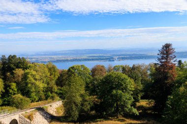 Aerial view of Biel lake from Preles in Bern canton, Switzerland clipart