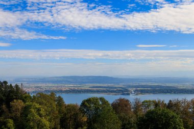 Aerial view of Biel lake from Preles in Bern canton, Switzerland clipart