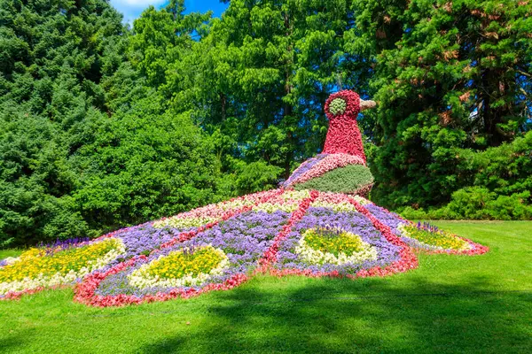 อคท าจากดอกไม บนเกาะดอกไม มาอ ซานบนทะเลสาบคอนสแตนซ ประเทศเยอรม รูปภาพสต็อกที่ปลอดค่าลิขสิทธิ์