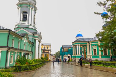 Kozelsk, Russia - August 17, 2019: Optina Monastery (Optina Pustyn, literally: Opta's hermitage) is an Eastern Orthodox monastery near Kozelsk in Kaluga oblast, Russia clipart