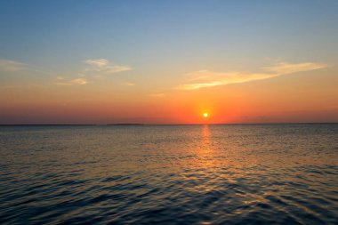 Tanzanya, Zanzibar 'da gün batımında Hint Okyanusu manzarası