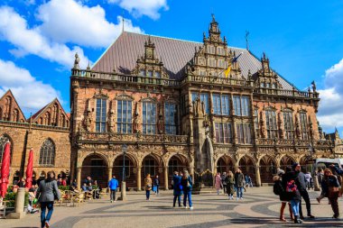 Bremen, Almanya - 2 Nisan 2022: Bremen Belediyesi veya Almanya 'nın Bremen kentindeki Rathaus