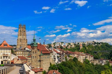 İsviçre 'nin Fribourg kentinin manzarası