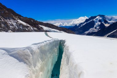 Bernese Oberland, İsviçre 'de Jungfraujoch yakınlarında Crevasse