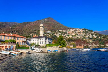 Cernobbio manzarası, Como Gölü, Lombardy, İtalya 'da küçük güzel bir kasaba.