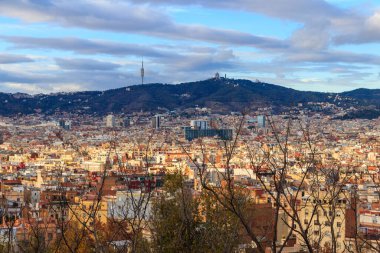 Montjuic Hill, Katalonya, İspanya 'dan Barcelona' nın panoramik manzarası