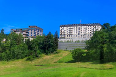 Burgenstock, Switzerland - June 8, 2024: Burgenstock Hotels Resort Lake Lucerne in Switzerland clipart