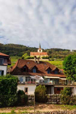 View of Ligerz town in canton of Bern, Switzerland clipart