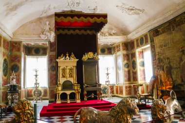 Kopenhag, Danimarka - 25 Mart 2022: Kopenhag 'daki Rosenborg Şatosu Büyük Salonu' nun İçi