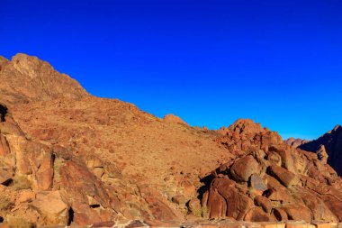 View of the rocky Sinai mountains and desert in Egypt