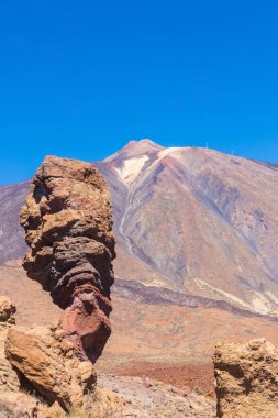 View of Teide volcano and Roque Cinchado on Tenerife island, Canary islands, Spain